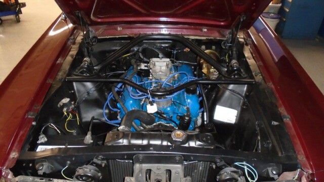 Vintage Mustang painted engine block exposed