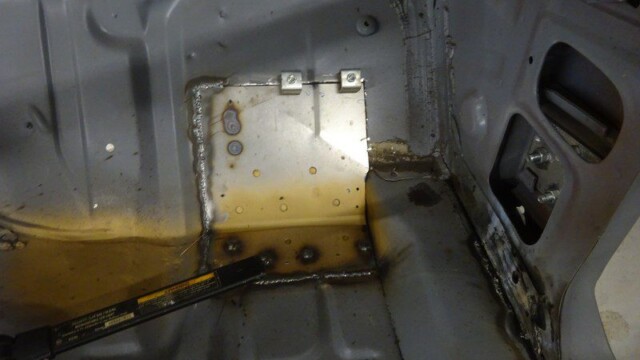 Welded car body panel repair.