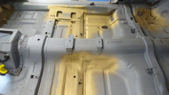 Car floor pan restoration progress.