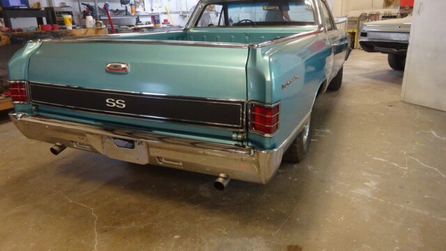 Here's an alt tag for the image: `Teal 1967 Chevy El Camino SS`