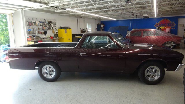 Dark red classic Chevy El Camino.