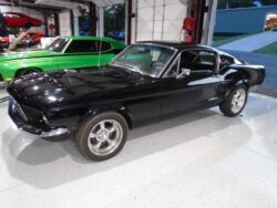 Black Ford Mustang classic car.