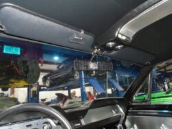 Classic car interior rearview mirror.