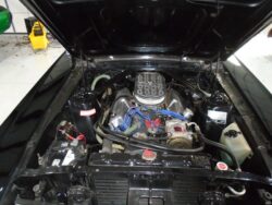Black Mustang engine with flame air filter