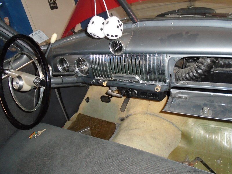 Classic car interior, vintage dashboard.