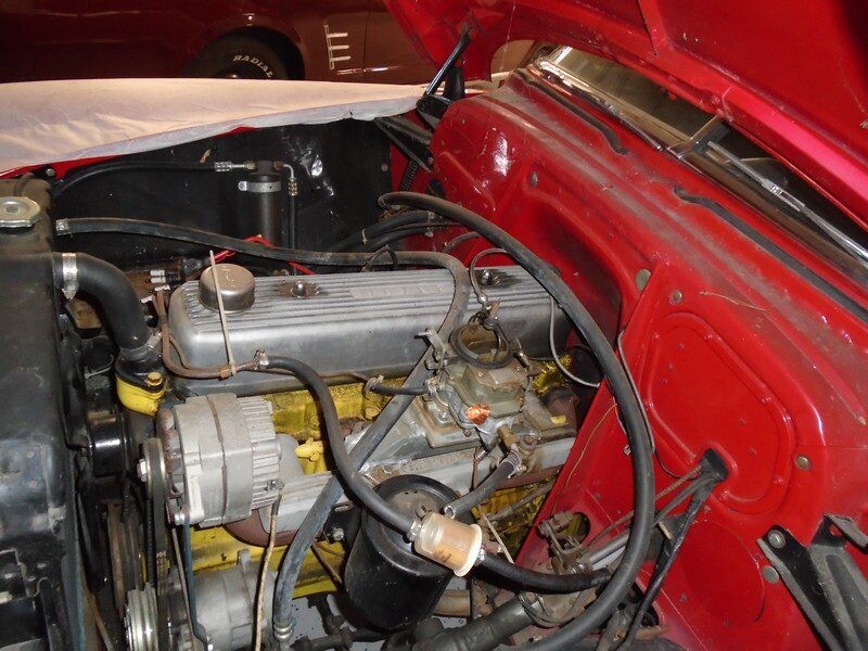 Classic car engine bay detail.