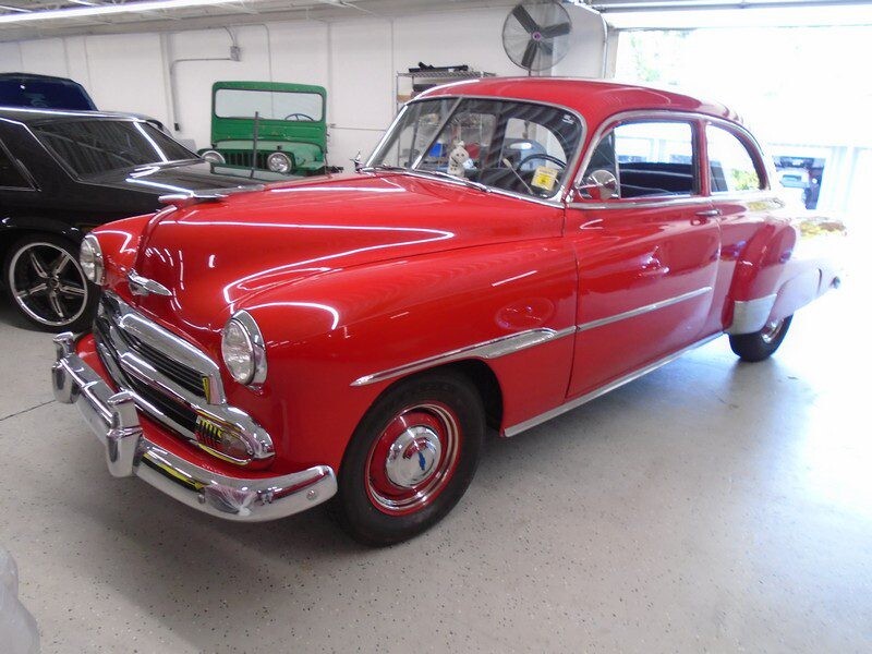 Red vintage Chevrolet classic car.