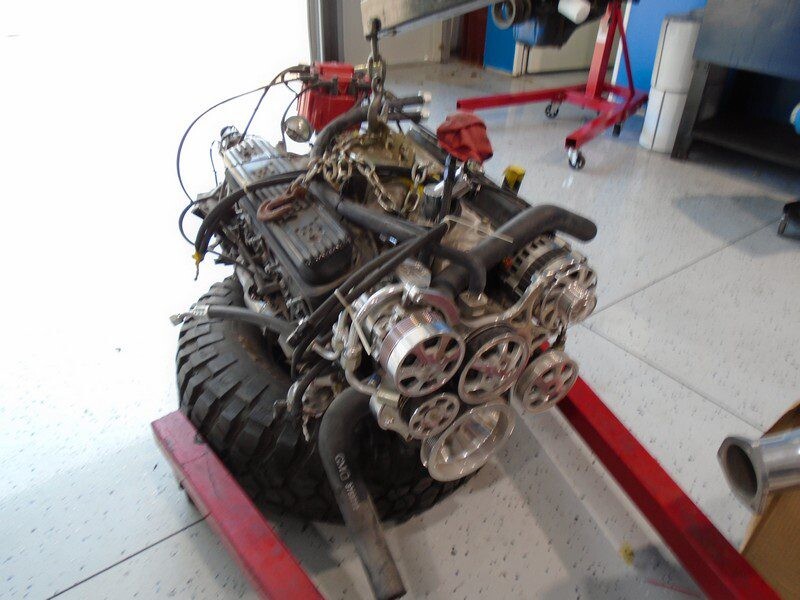 Custom-built V8 engine on dolly
