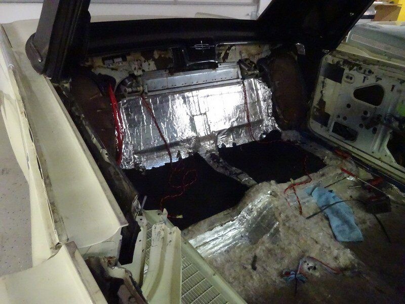 Classic car interior restoration in progress.
