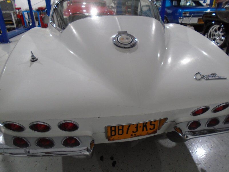 White 1963 Corvette rear view.