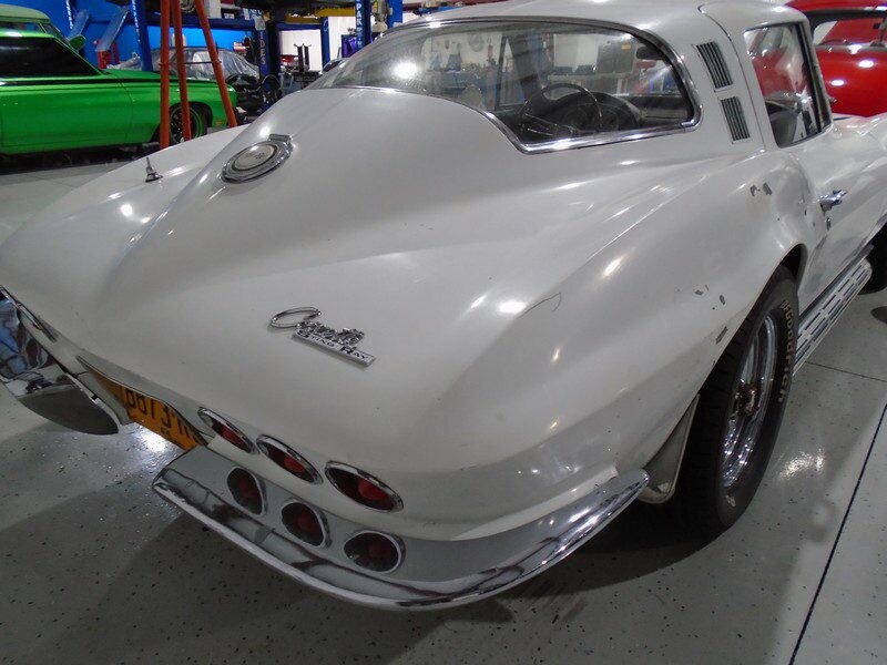 White 1967 Corvette Sting Ray rear view.