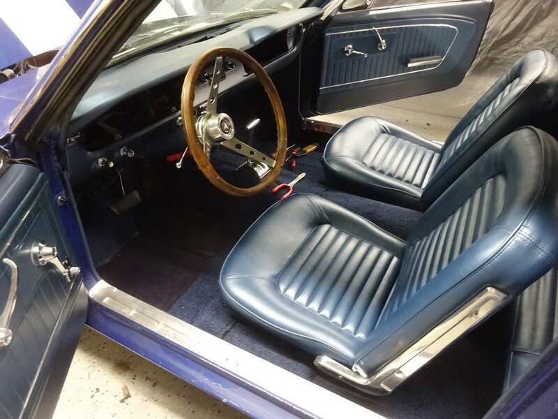 Classic blue Mustang car interior.