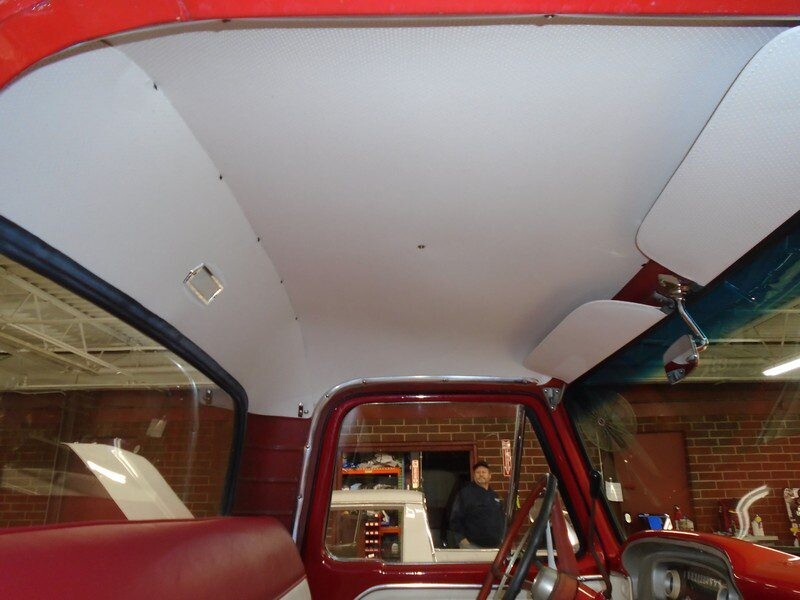 Here's an alt tag for the image: Classic truck's headliner interior.