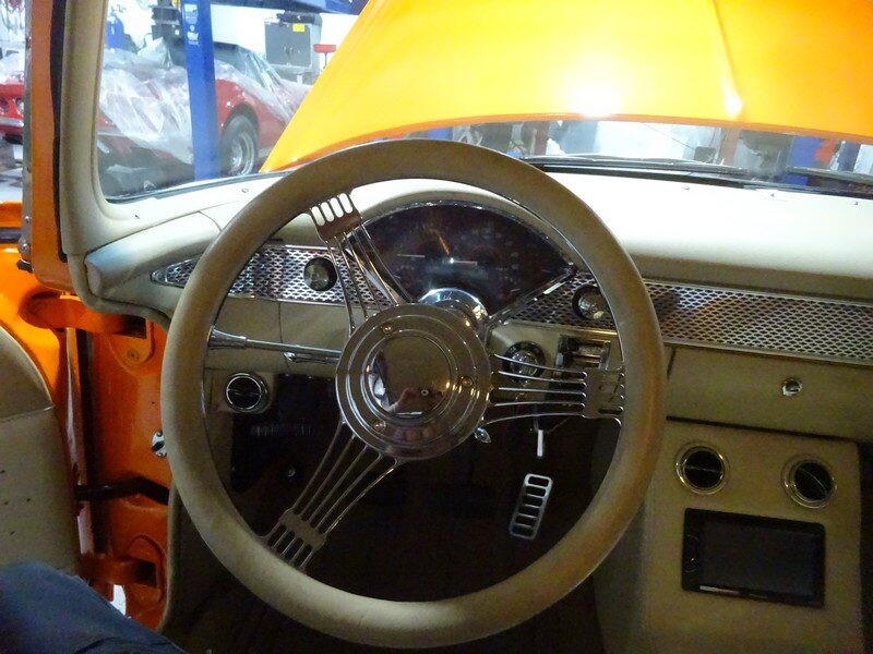 Custom classic car interior detail.