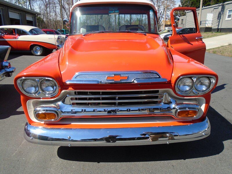 Orange color car on the display of the website
