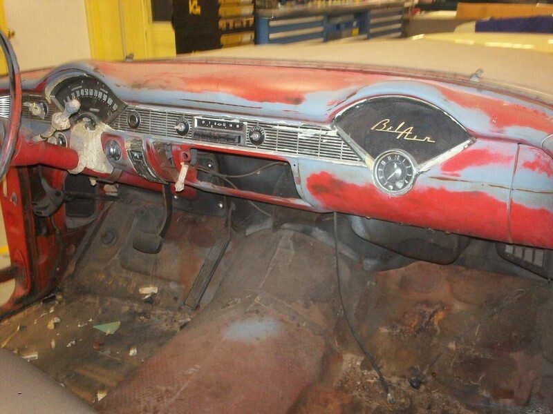 Rustic Bel Air car interior dashboard.