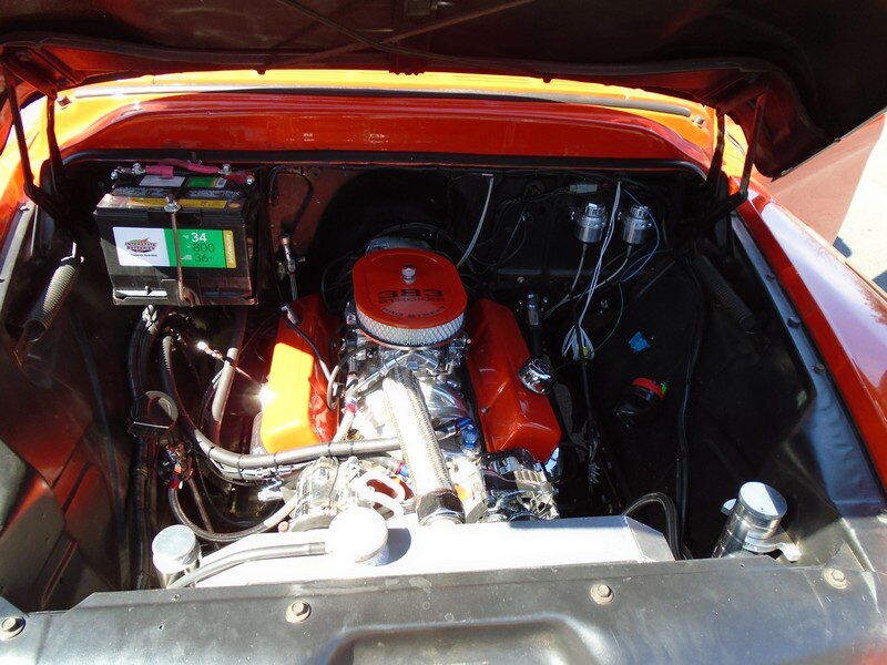 Custom 1957 Chevy truck engine bay.