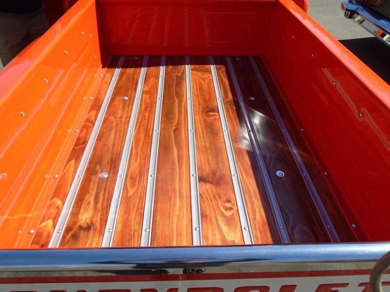 Restored vintage truck bed wood.