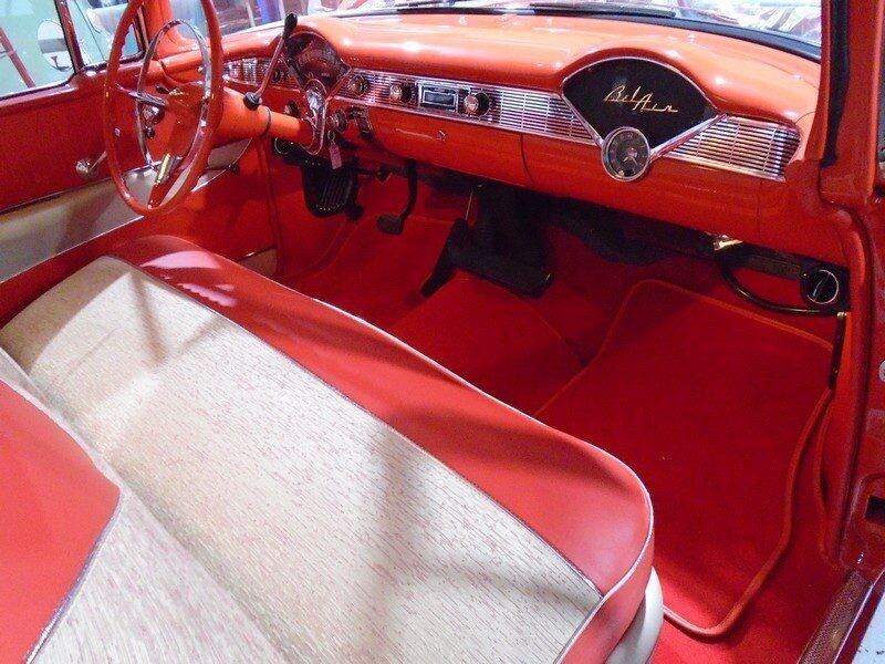 Red 1957 Chevy Bel Air interior.